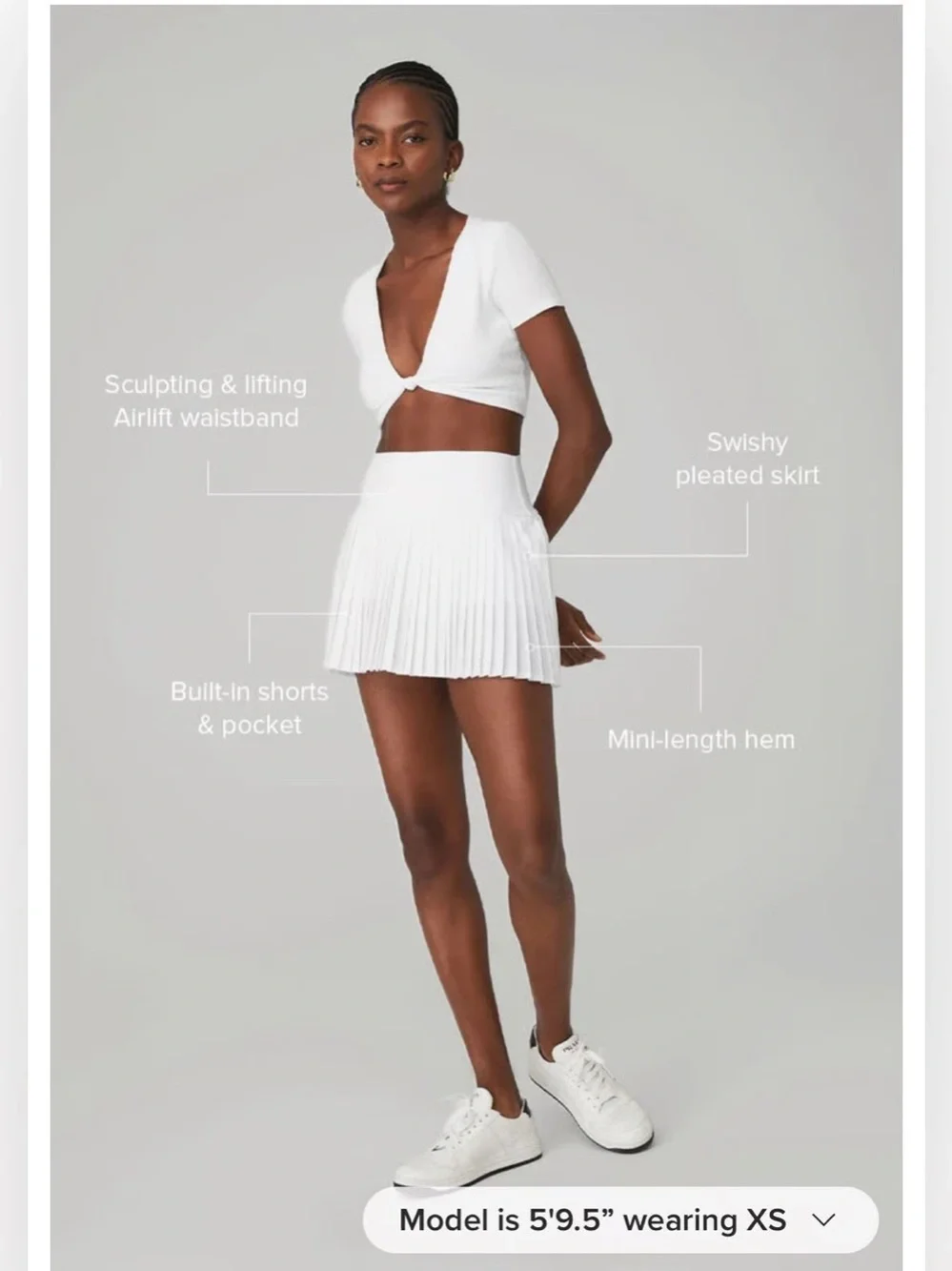 Alo Grand Slam Tennis Skirt White Size Small
